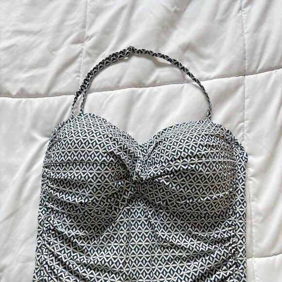 Anne Cole Swimwear Swimsuit One Piece Womens Size 12 Bandeau Halter Blue Summer - Picture 2 of 10